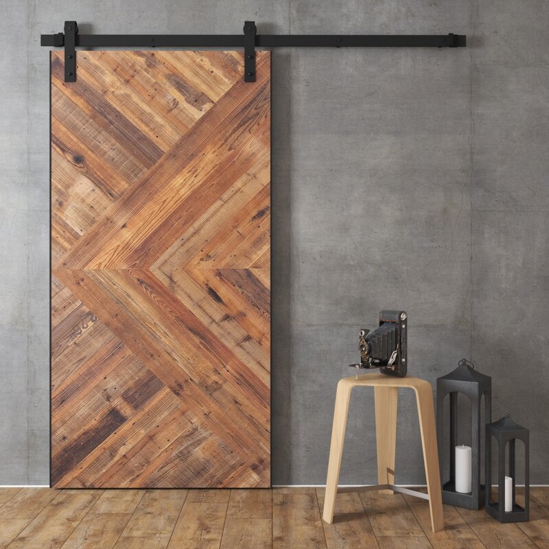 Urban Woodcraft Wood And Metal Reclaimed Malibu Barn Door With