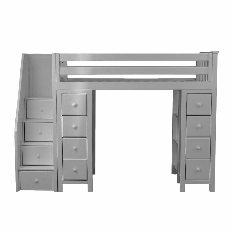 Harriet Bee Ayres Twin Loft Bed With Drawers And Shelves Wayfair