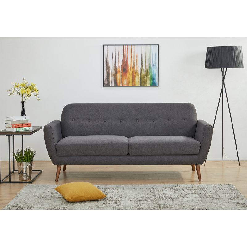 Corrigan Studio Mid Century Sofa Linen Upholstered Loveseat For