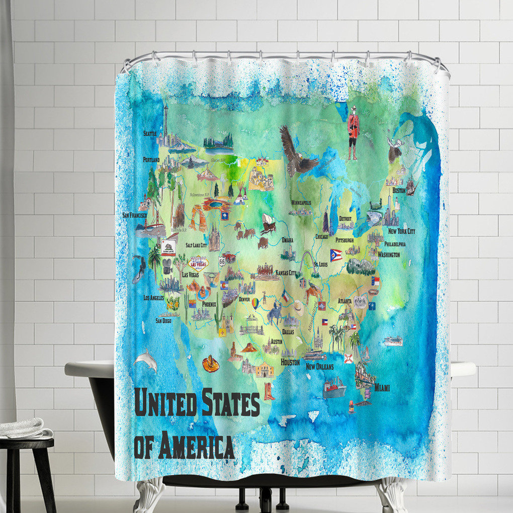 East Urban Home M Bleichner Usa Continental States Map Shower
