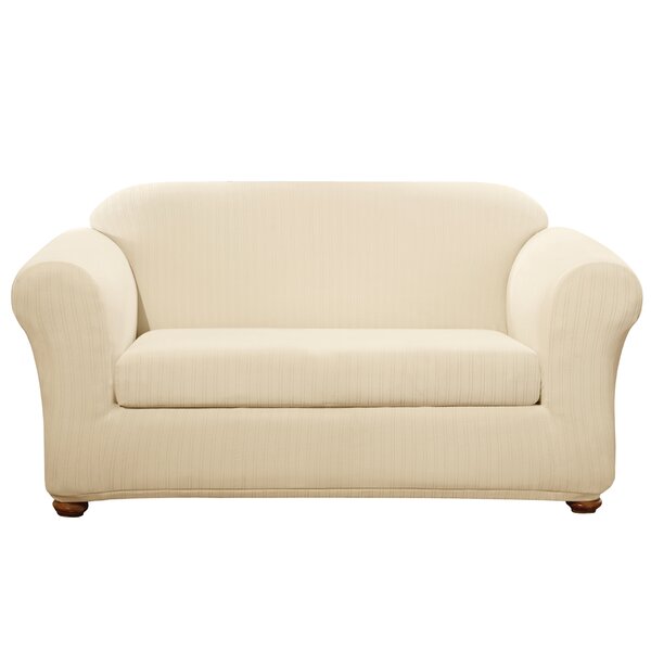 Stretch Pinstripe Box Cushion Loveseat Slipcover By Sure Fit
