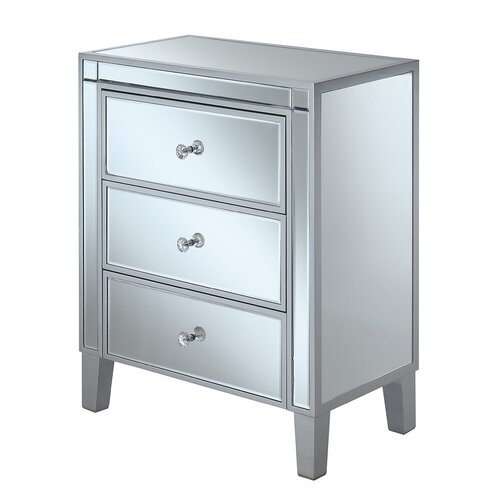 Rosdorf Park Broadbent 3 Drawer Mirrored Accent Chest Reviews