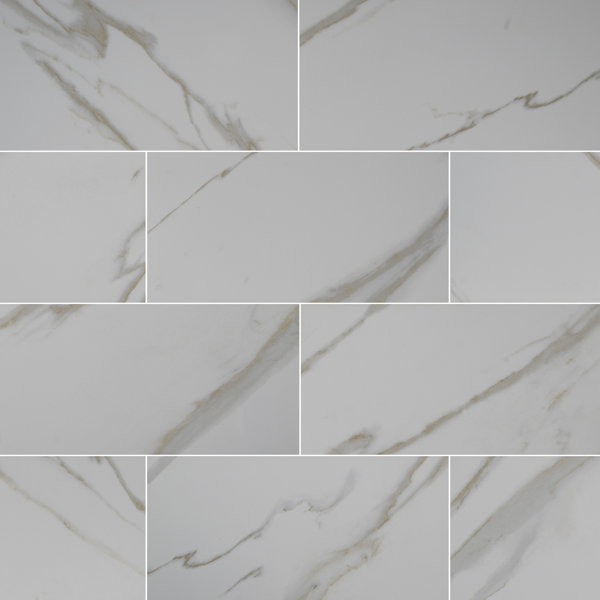 Pietra Calacatta 12 x 24 Porcelain Field Tile in White by MSI