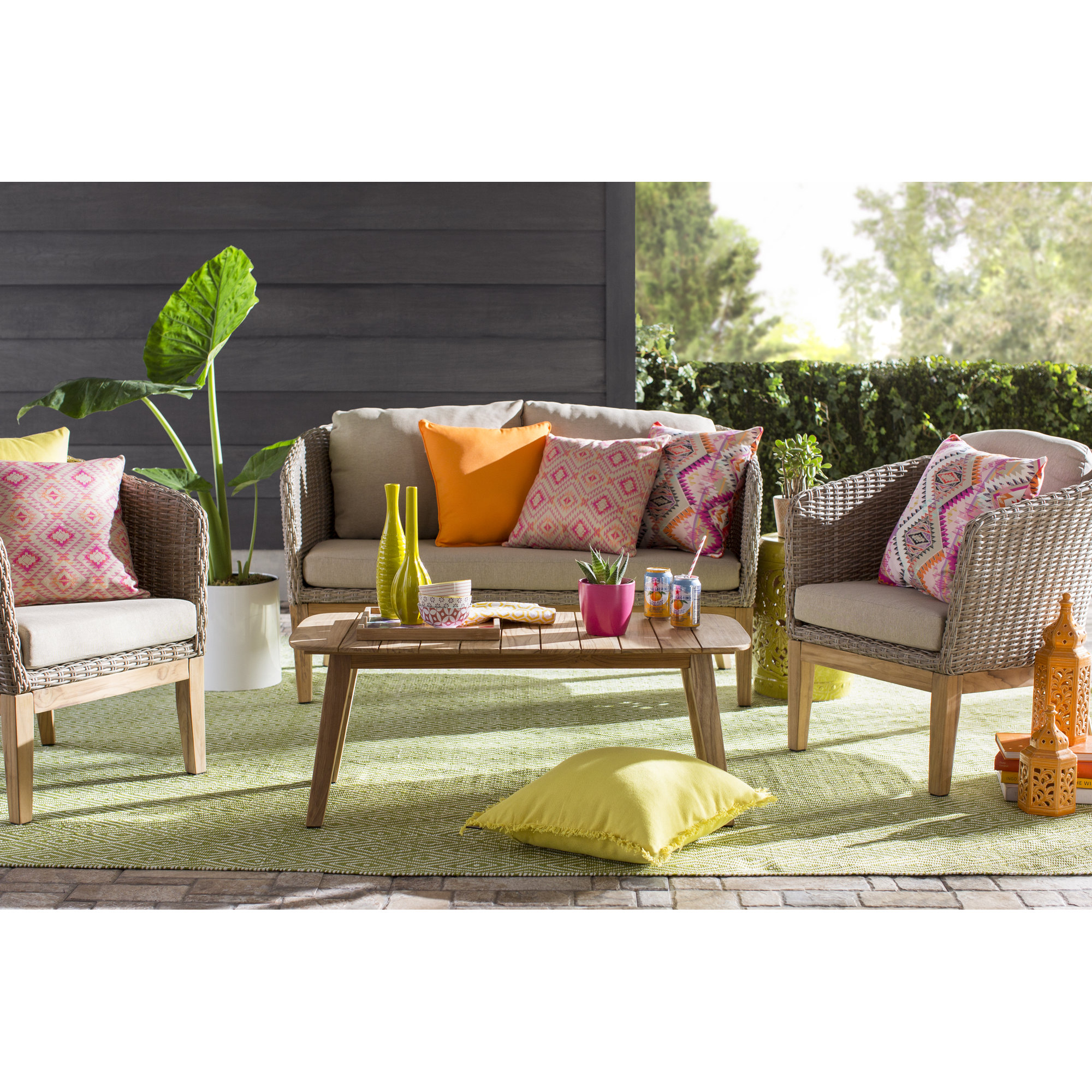 Sylvie 4 Piece Teak Sofa Seating Group with Cushions