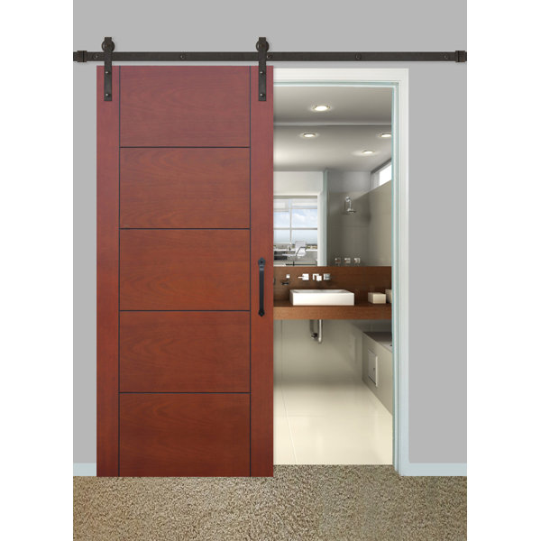 Cont. MAH Prefinished 5 Panel Hollow Flush Wood Interior Barn Door by Creative Entryways