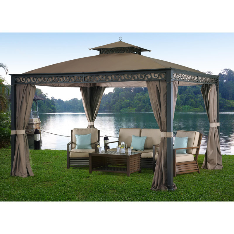 Sunjoy Webberly 12 Ft. W x 10 Ft. D Steel Patio Gazebo ...