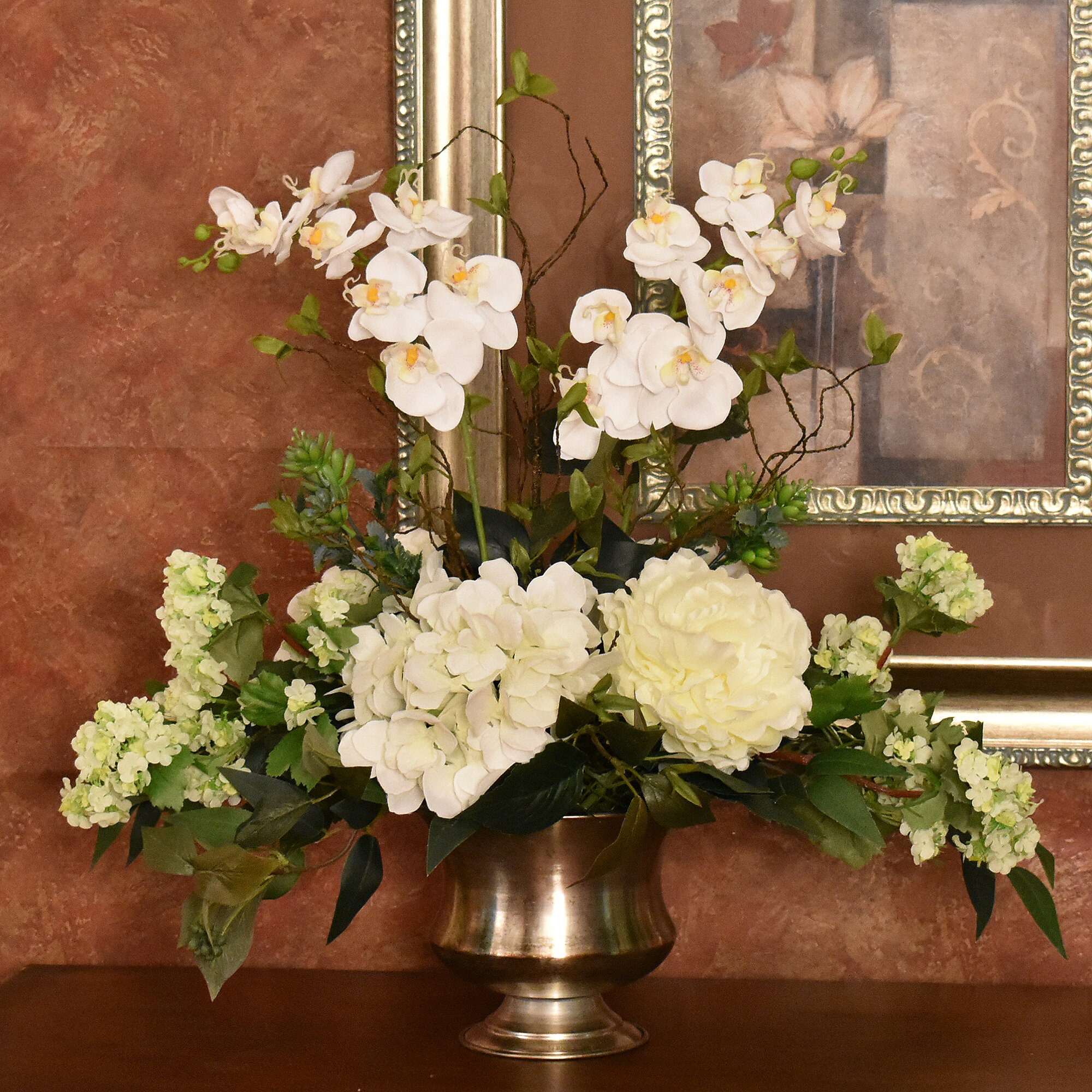 Canora Grey Silk Orchids And Hydrangea Centerpiece In Vase Wayfair