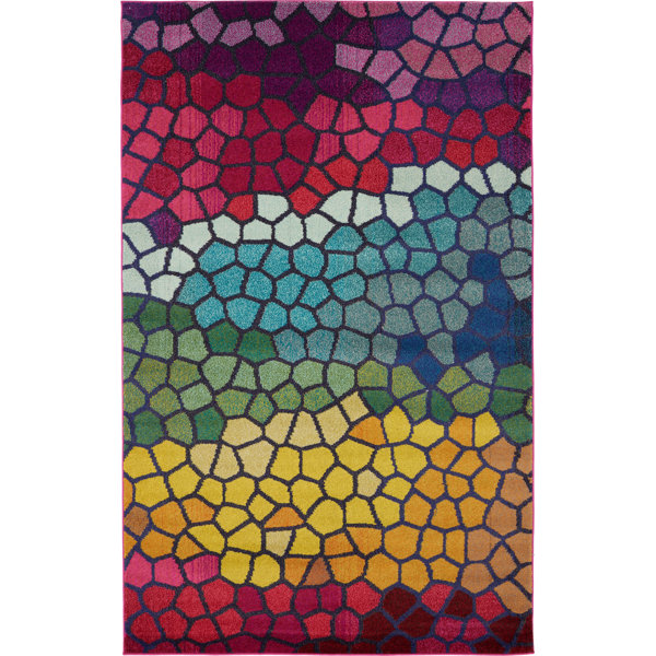 Oldsmar Pink/Yellow Area Rug by Latitude Run