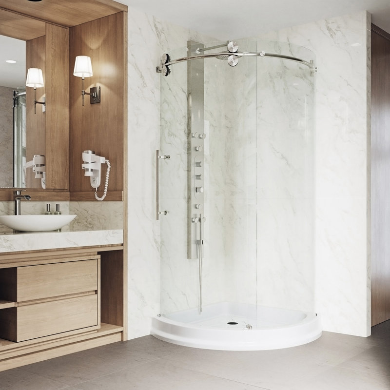 Vigo Sanibel 38 W X 74 63 H Round Sliding Shower Enclosure With