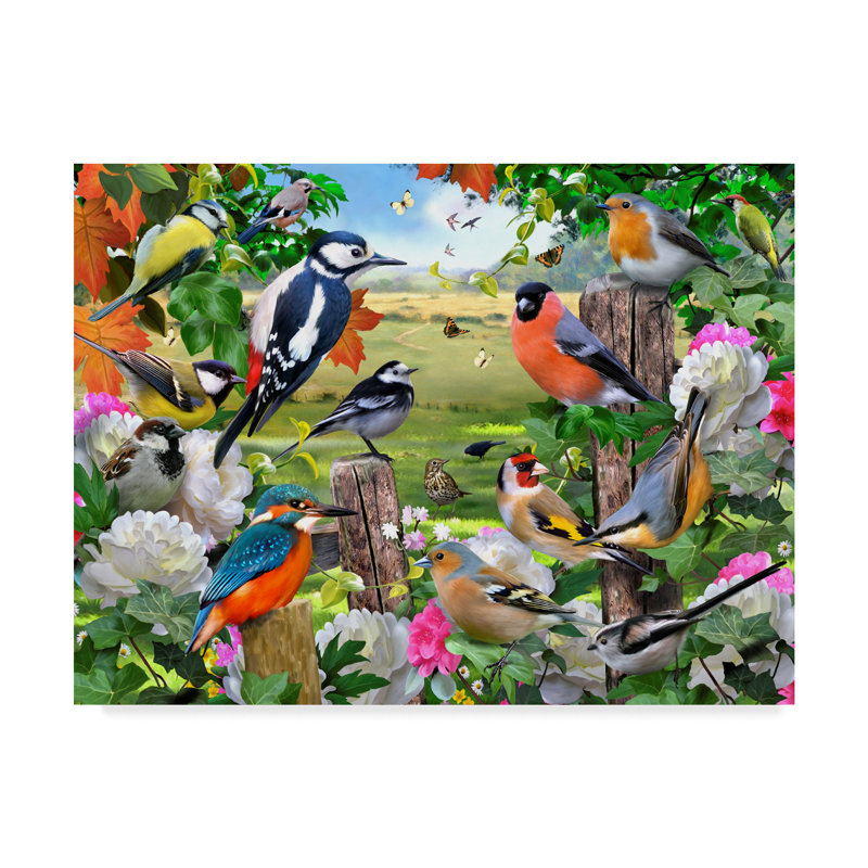 Trademark Art Colorful Birds Acrylic Painting Print On Wrapped