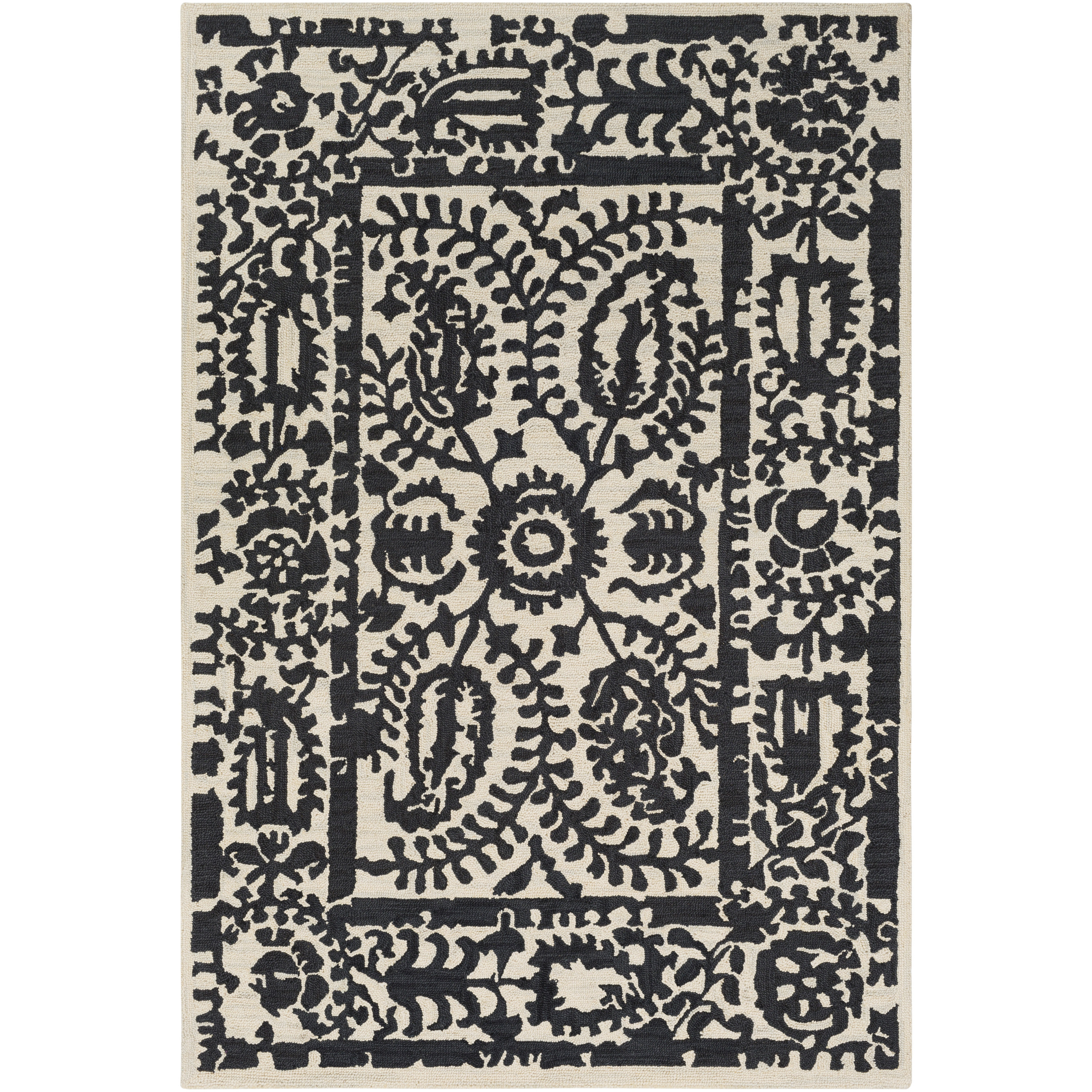 Laurel Foundry Modern Farmhouse Montgomery Hand Tufted Black Cream Montgomery Hand Tufted Black Cream