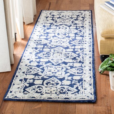 Vahakn Oriental Handmade Tufted Navy Area Rug Bungalow Rose Rug Size: Runner 2'3