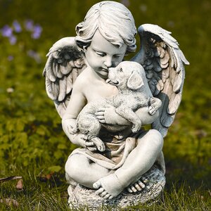 Cherub with Puppy Statue