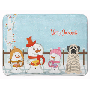 Merry Christmas Mastiff Brindle Memory Foam Bath Rug