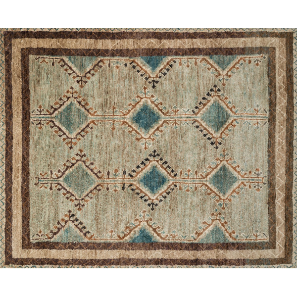 Zacarias Hand-Knotted Beige Area Rug by Bloomsbury Market