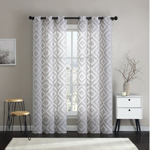 Brodersen Geometric Semi-Sheer Grommet Curtain Panel (Set of 2)