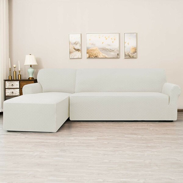 L-Shaped Rhombus Jacquard Box Cushion Sofa Slipcover By Ebern Designs