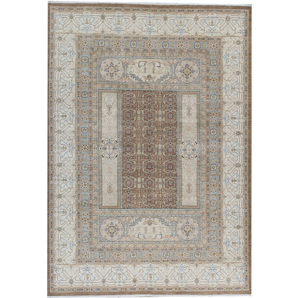 One-of-a-Kind Brookhaven Hand-Knotted Ivory 9'11 x 14'1 Area Rug