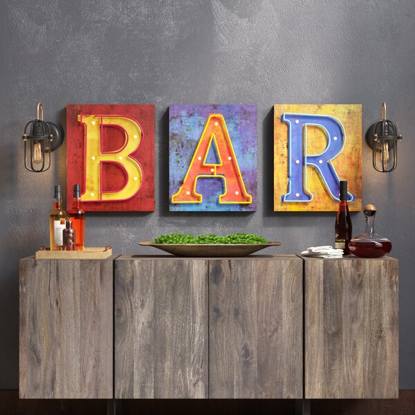3 Piece Bar Marquee Sign by Williston Forge