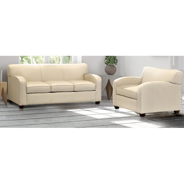 Made In Usa Postfield Cream Top Grain Leather Sofa And Chair By Ebern Designs