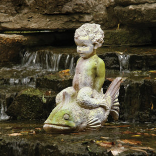 Boy Fishing Garden Statue Wayfair Animals Boy On Fish Garden Statue