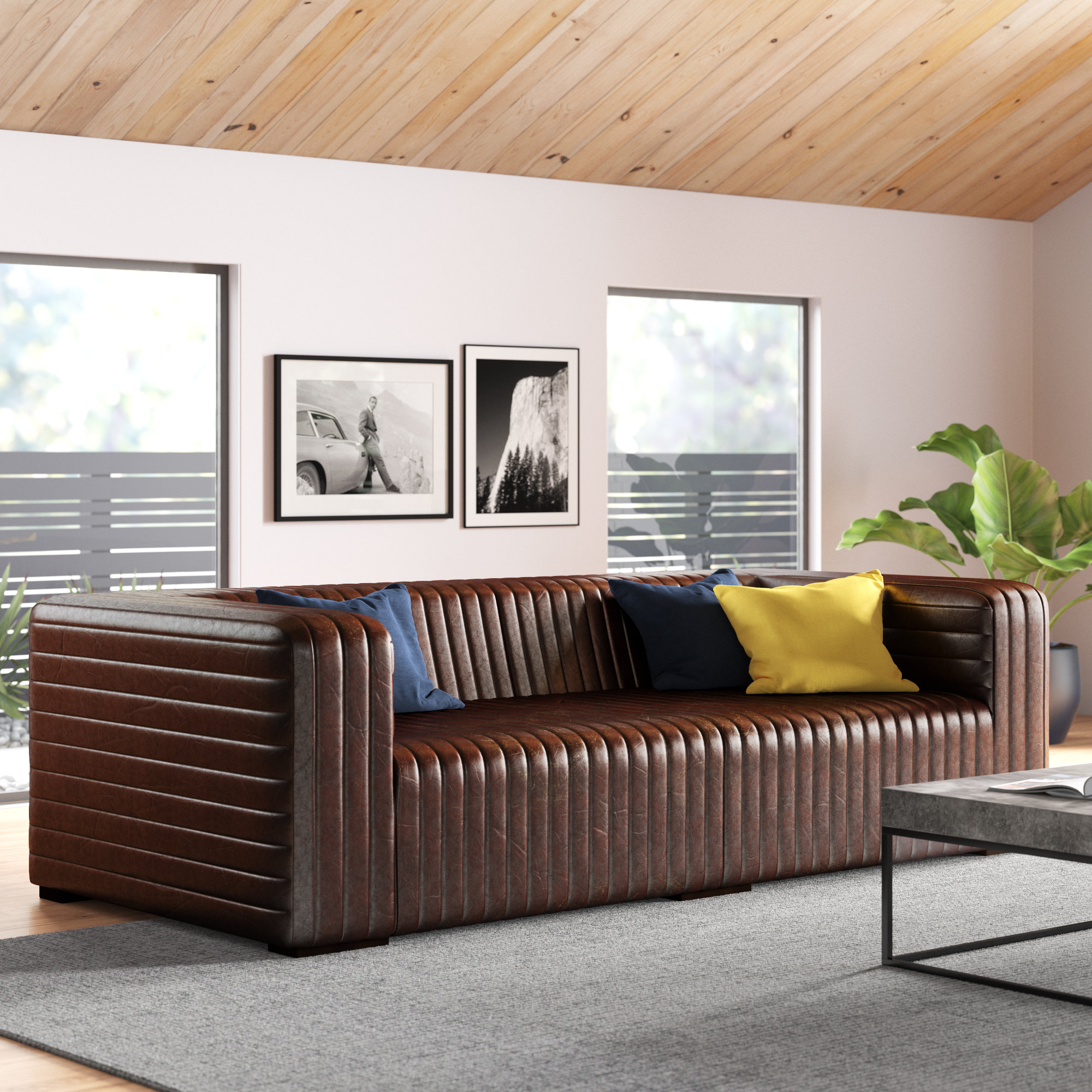 Evan Leather Sofa Reviews Allmodern