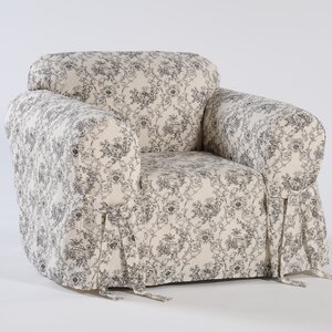 Toile Print Box Cushion Armchair Slipcover