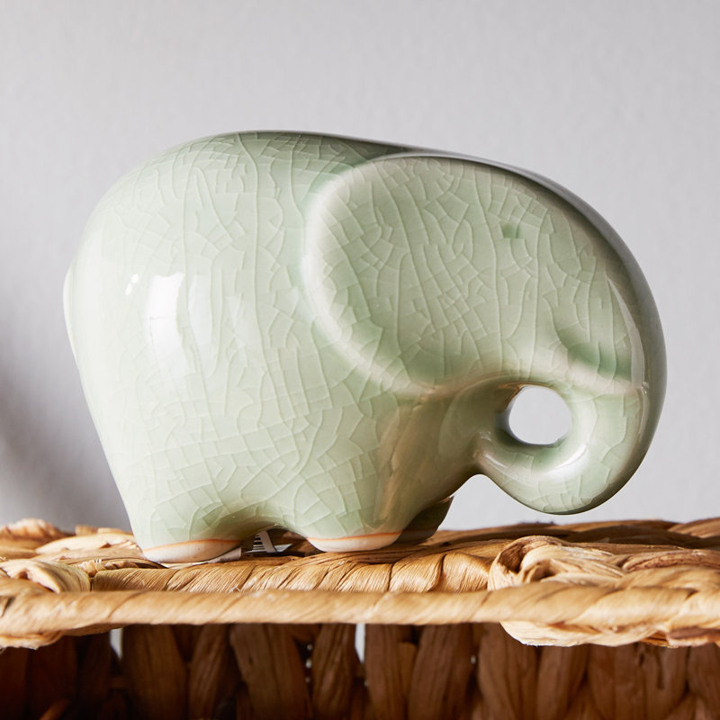 Celadon Happy Elephant Figurine
