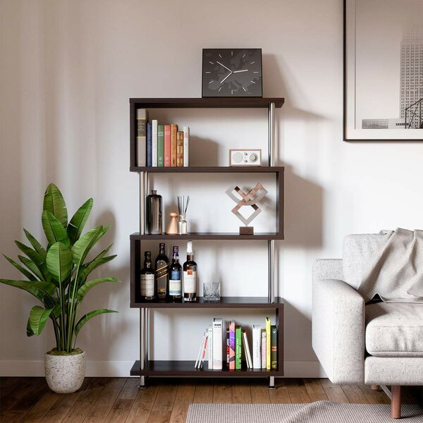 Review Evonna Etagere Geometric Bookcase