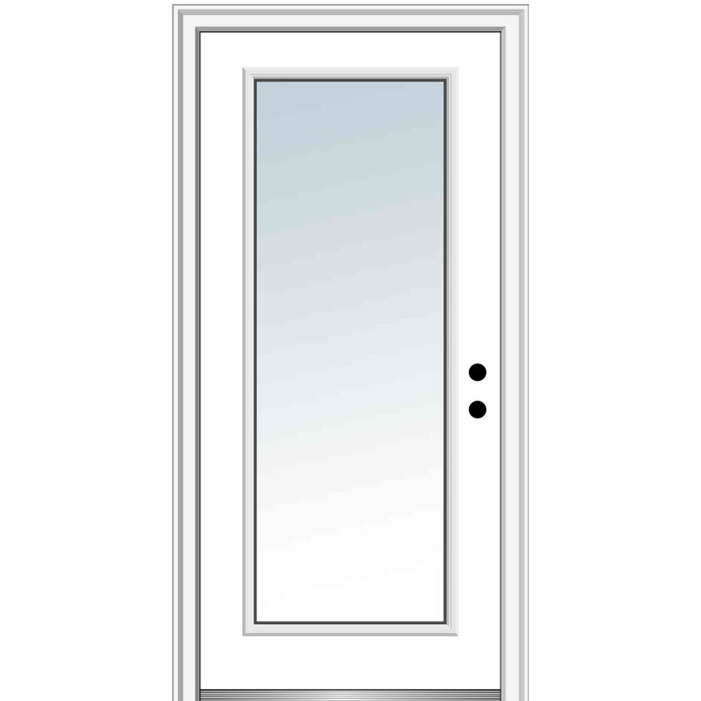 Smooth Full Lite Clear Lowe Glass Fiberglass Prehung Front Entry Doors