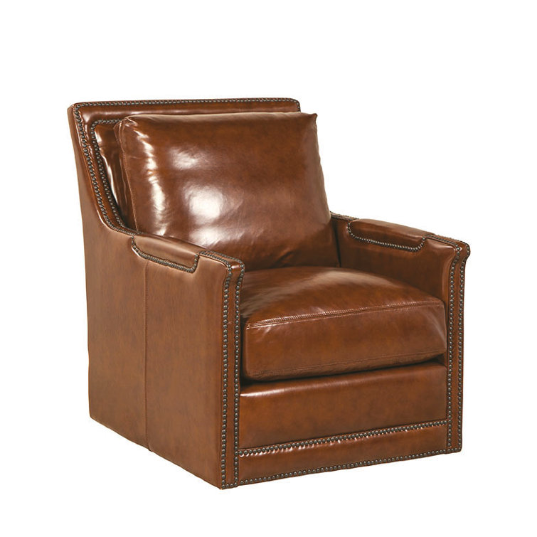 Loon Peak® Edward 31’’ Wide Genuine Leather Top Grain Leather Swivel
