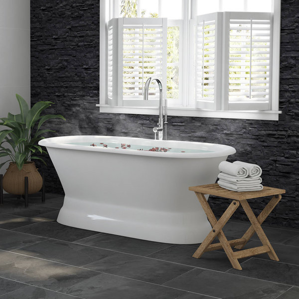 Double Ended Pedestal Modern 60 x 30 Freestanding Soaking Bathtub by Cambridge Plumbing