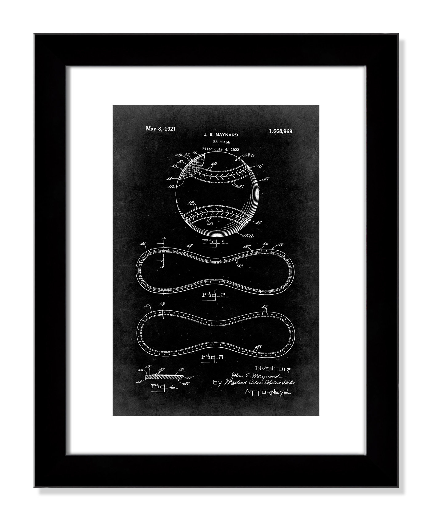 1928 Baseball Base Ball Patent Black /& White Poster