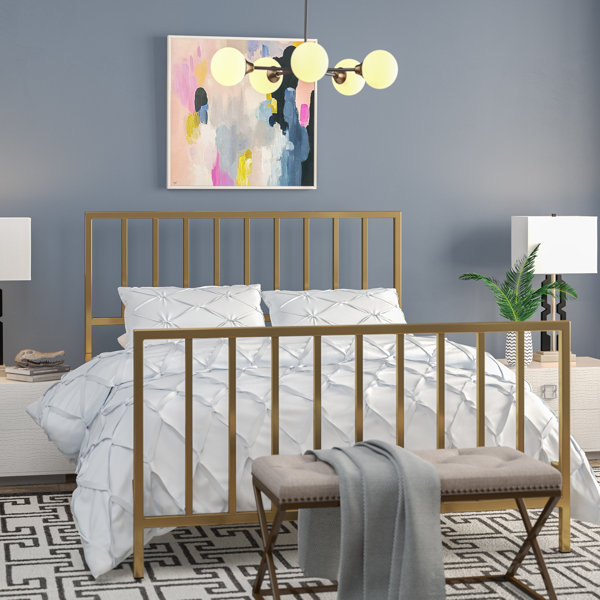 Ackles Slat Metal Queen Panel Bed by Willa Arlo In