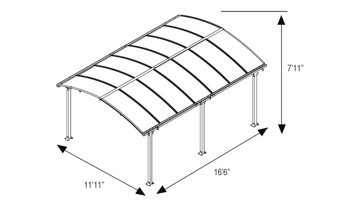 Palram Arcadia 5000 12 Ft X 16 5 Ft Canopy Wayfair