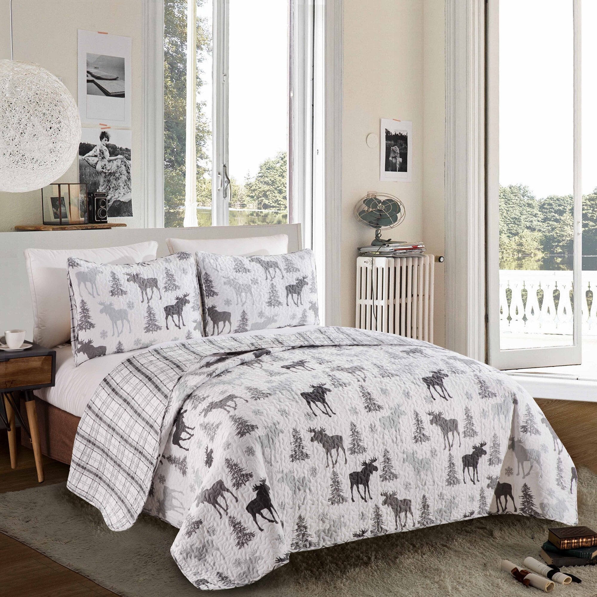 Loon Peak Stephan Moose Print Reversible Quilt Set Reviews Wayfair