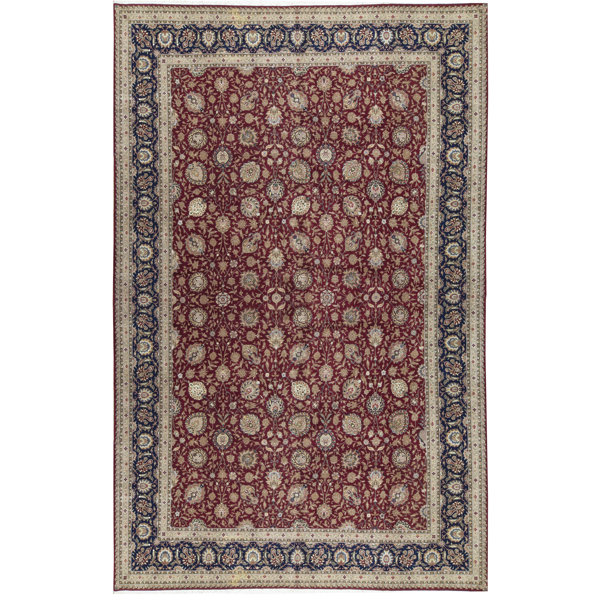 One-of-a-Kind Jahan Hand-Knotted Red/Black 11'9 x 17'9 Wool Area Rug
