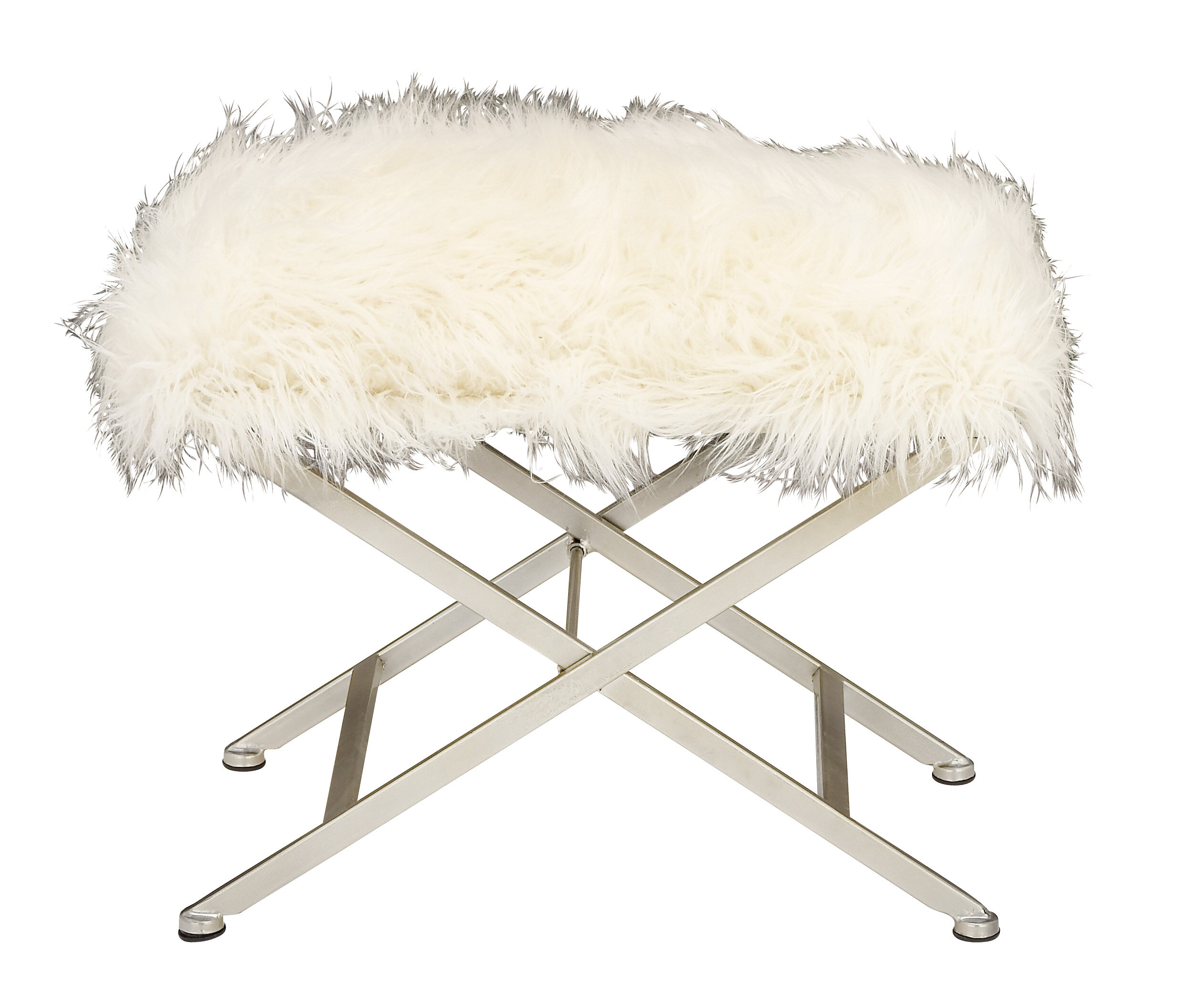 white fur stool seat