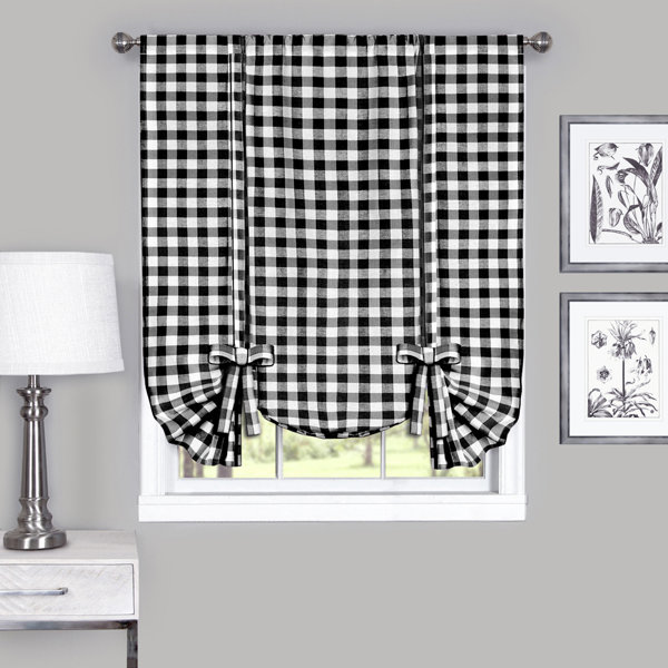 Belgr Country Plaid Gingham Tie Up Room Darkening Thermal Rod