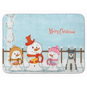 Christmas Carolers Miniature Schanuzer Memory Foam Bath Rug