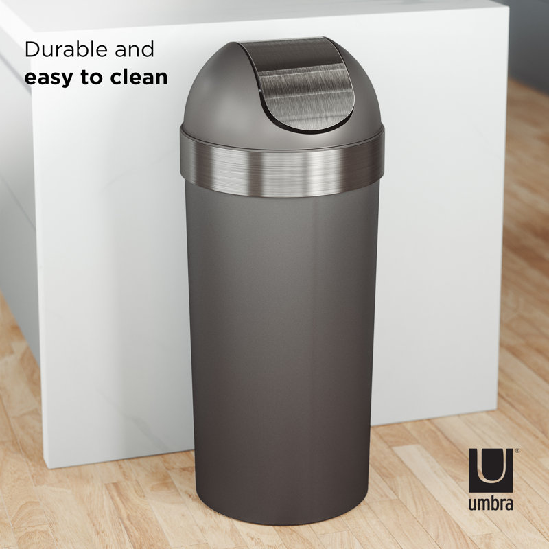 InterDesign 5L Steel Step Can with Bucket Insert for Bathroom Bronze Office Kitchen