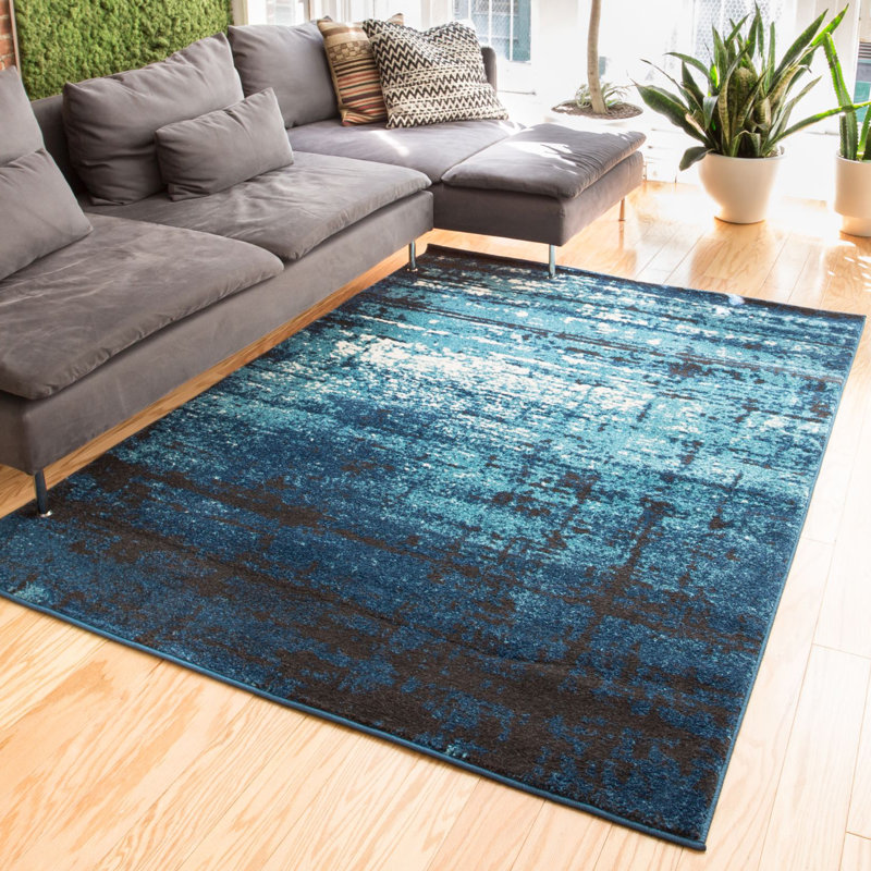 Coolidge Modern Distressed Navy Blue Area Rug Allmodern Coolidge Modern Distressed Navy Blue Area Rug