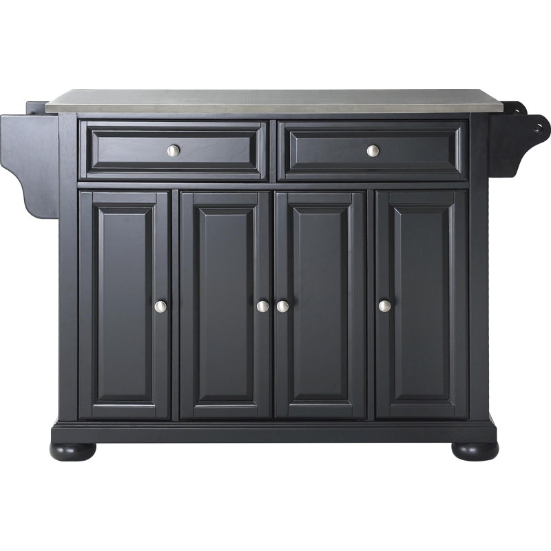 Barrelson White Kitchen Island With Black Granite Top