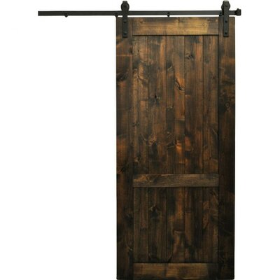August Grove Paneled Wood Finish Rockmart Barn Door with Installation Hardware Kit