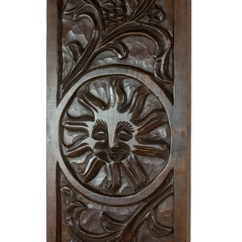 Bloomsbury Market Floral Sun And Moon Artisan Crafted Pine Wood