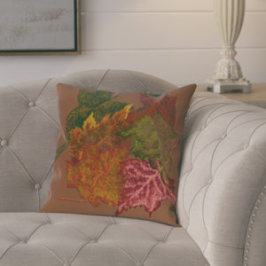 Maillett Autumn Leaves Flower Print  OutdoorThrow Pillow