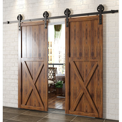 Standard Double Track Barn Door Hardware Kit Vancleef Track Length 180 in