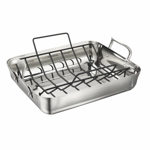 Contemporary Stainless Steel Roaster with Rack by Calphalon