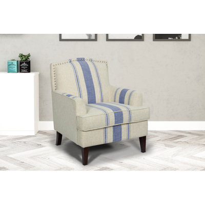 Benjeman 30" Wide Armchair Red Barrel Studio® Fabric: Blue Striped