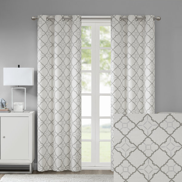 Highland Dunes Agathe Cotton Duck Printed Geometric Grommet